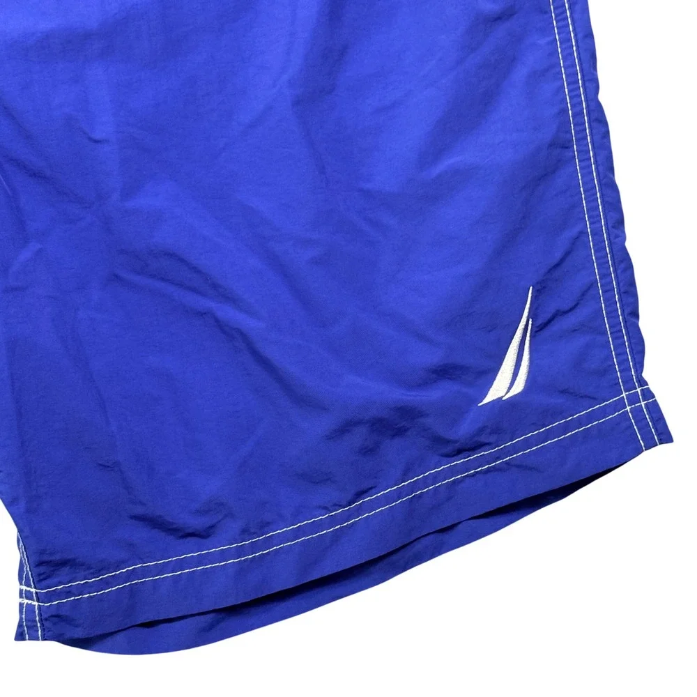 Nautica Mens Blue Swim‎ Trunks Large Mesh Lined Board Shorts VDR C24 118 Logo